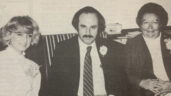 Little Axe parents and plaintiffs Joann Bell, left, and Lucille McCord, right, along with their ACLU volunteer attorney, Micheal Salem, Norman, will receive the Angie Debo Civil Liberties Award for 1983.