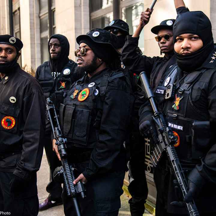 Members of the New Black Panthers attend a second amendment rally at the Virginia State Capitol in January 2021