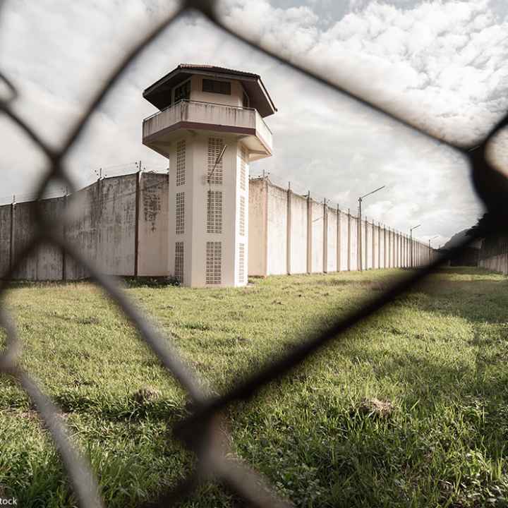 A prison exterior.